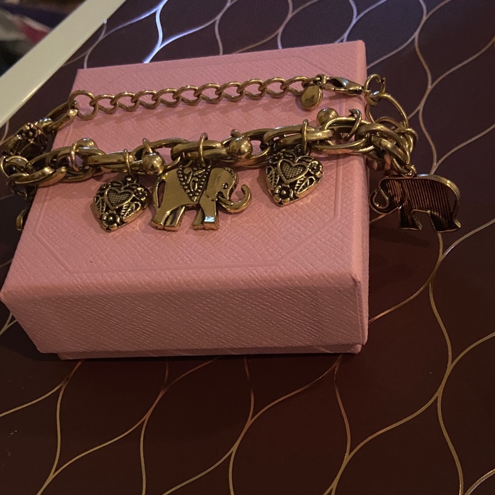 Gold Elephant Charm Bracelet